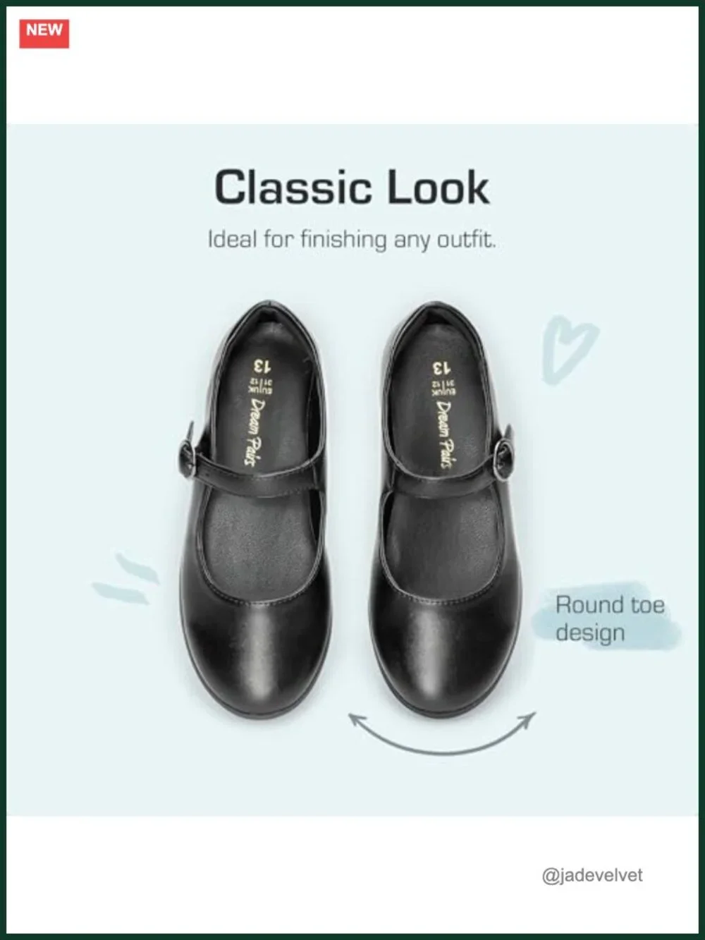 Girls Mary Jane School Uniform Shoes - Buckle Dress Flats Non-Slip Round Toe